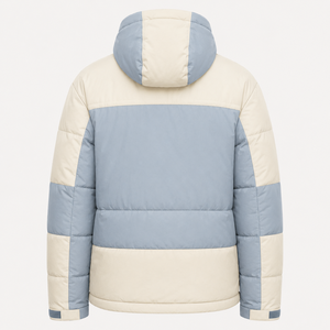 เสื้อแจ็คเก็ตพัฟเฟอร์แบบมีฮู้ดสำหรับผู้ชาย OEM กันลม อุ่นสบาย บุด้วยผ้าควิลท์ สีสันตัดกัน เสื้อคลุมฤดูหนาว โพลีเอสเตอร์/ไนลอน ปักลายปักแบบกำหนดเองได้ - Product Image 3