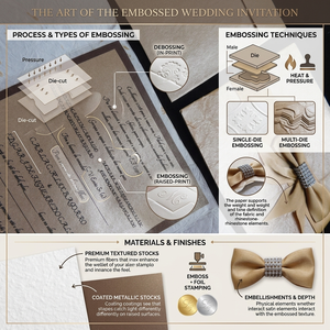 Cartes de mariage en papier gaufré avec des détails élégants en relief, idéales pour les invitations, les cérémonies, les fêtes, les cadeaux et les occasions spéciales. - Product Image 6