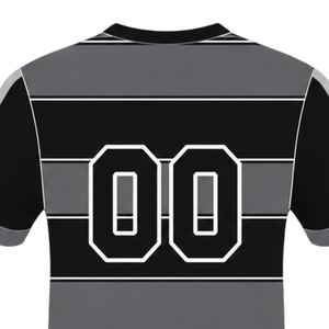 Maillot de rugby personnalisé noir et gris à manches courtes, col rond, rayé, pour l'entraînement et les matchs, vêtements de sport d'équipe - Product Image 4