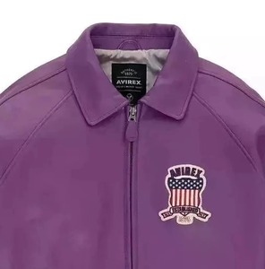Veste de baseball Avirex pour homme, veste bomber en cuir PU pour homme, fermeture éclair, patch brodé USA, vêtements décontractés d'automne, vestes en cuir Avirex - Product Image 3