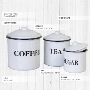 Modern Light Weight Kitchen Storage Metal Container <b>Set</b> - <b>Coffee</b>, <b>Tea</b>, <b>Sugar</b> White Containers <b>Set</b> of 3 in affordable Price - Product Image 5