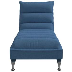 Chaise longue en tissu 100% polyester bleu, en contreplaqué avec acier chromé - Mobilier d'extérieur et d'intérieur haut de gamme - Product Image 4