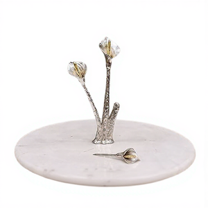 ที่ตั้งเค้กสไตล์ใหม่ที่วางเค้กสไตล์แฟนซีฐานอะลูมิเนียมชุบเงินรูปทรงกลมทำจากอลูมิเนียมหินอ่อน - Product Image 1