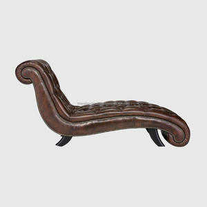 Sillón de Cuero Estilo Chesterfield Vintage, Tapizado con Diseño de Diamantes y Adornos de Tachuelas, Color Marrón, Ecológico, para Sala de Estar o Dormitorio - Product Image 3