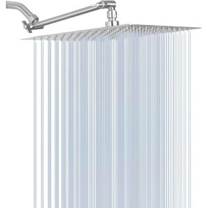 Soffione Doccia Quadrato da 10 Pollici con Effetto Pioggia e Alta Pressione in Acciaio Inossidabile, Finitura Nichel Spazzolato - Set Hardware di Alta Qualità - Product Image 2