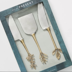 4-Piece Stainless Steel <b>Cheese</b> Utensil <b>Set</b> With Bamboo-Style Handles - Product Image 4