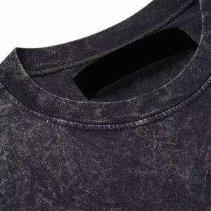 T-shirt décontracté pour homme 100 % coton délavé à l'acide, coupe classique, léger, respirant, avec logo frontal, style urbain, meilleure vente - Product Image 4