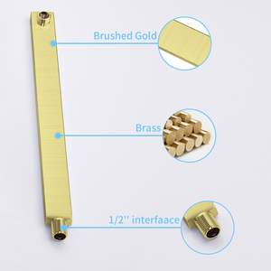 Système de douche mural avec pommeau de douche pluie de 12 pouces et douchette à main, finition or brossé, pour salles de bain modernes - Product Image 5