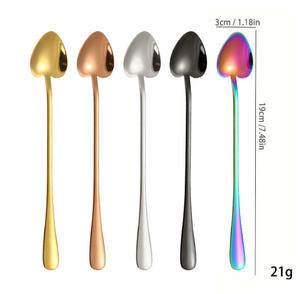 ชุดช้อนชาด้ามยาวหลากสีสแตนเลสสตีลสีทองสำหรับไอศกรีมและกาแฟ - Product Image 2