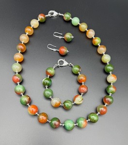 Natural Ethiopian Fire <b>Opal</b> Sterling Silver Victorian Multi Fire <b>Necklace</b> Bracelet Earrings Large Colorful Strip Handmade - Product Image 1