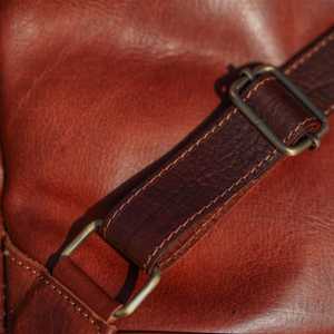 Genuine Leather <b>Roll</b> Top <b>Backpack</b> Mens Business Laptop Bag Cowhide Travel Rucksack with Adjustable Straps LTBP-0059 - Product Image 6