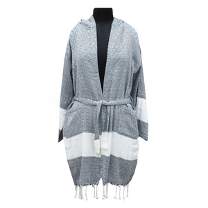 Turkish Hammam Bathrobe with Diamond Pattern Washable Handwoven Turkish Lightweight Beach <b>Wrap</b> <b>Towel</b> - Product Image 1
