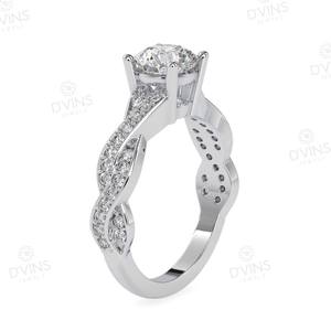 Bague de Fiançailles et de Mariage Classique en Or Massif 14K avec Diamant de Laboratoire Solitaire Rond de 2 Carats VVS Sertie à Griffes Certifiée IGI pour Anniversaire et Fête - Product Image 3