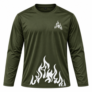 Chemise décontractée à manches longues avec imprimé flamme, séchage rapide, unisexe, t-shirts imprimés extensibles pour l'été - Product Image 5