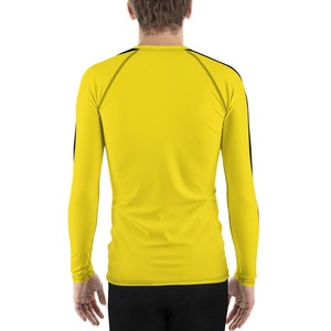 Camiseta Deportiva de Manga Larga Amarilla para Hombre con Rayas Negras de Secado Rápido en Poliéster - Product Image 3