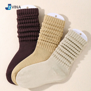 Custom Women's Thick Solid Crew Slouch <b>Socks</b> 6 Pairs Cotton Knitted <b>Boot</b> Warm Thermal Cozy Winter Christmas Gifts Neutro Color - Product Image 1