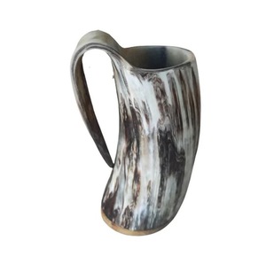 Jarra Vikinga Ecológica de Cuerno de Búfalo Hecha a Mano de ILAHI, de Grado Alimenticio, Arte Folclórico, Estilo Medieval Antiguo, Religioso, Feng Shui, Animal - Product Image 2