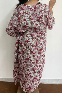 Vestido Kaftán Ligero de Algodón Estampado para Mujer con Diseños Artísticos y Estilo Relajado - Product Image 4