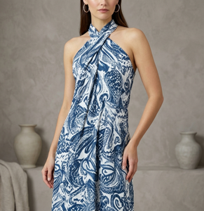 OEM ODM Midi Paisley para Mujer, Ropa Urbana Elegante, Prenda Sostenible Lavable, Silueta en A, Tejido de Vietnam - Product Image 2