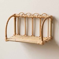 Étagère murale en rotin tressé pour épices, cuisine, chambre, rangement de cosmétiques et livres