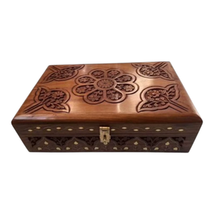 Boîte à Ombre Rectangulaire en Bois Sculpté, Cadre Mural Marron pour Peinture Florale, Organisateur Décoratif pour Bijoux et Cosmétiques, Cadeau de Fêtes, Rangement Domestique - Product Image 3
