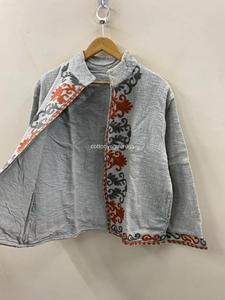 Veste bohème en lin et coton brodé, col mandarin, manches longues, vêtements d'extérieur d'automne pour femmes - Product Image 2