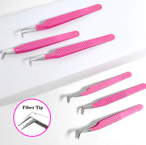 Pinces à cils de précision en acier inoxydable, ensemble rose et jaune, emballage en boîte, pointe lisse, outil professionnel pour les cils - Product Image 2