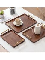 Modernes Serviertablett aus Holz mit Metallgriff für Küche, Schlafzimmer, Gästezimmer, Wohnzimmer, neues Design, Dekorationstablett