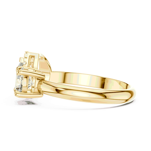 Bague de fiançailles unisexe Toi et Moi en or massif 18 carats avec diamant de laboratoire couleur E, taille poire et ronde, sertie pavé, bijou de style alliance - Product Image 2