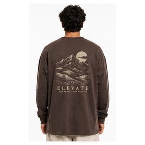 เสื้อยืดแขนยาวโอเวอร์ไซส์ผ้าฝ้ายผู้ชาย คอกลม สีพื้น พิมพ์ลายโลโก้ด้านหน้า เนื้อผ้าเจอร์ซีย์ถักระบายอากาศได้ดี ทรงพอดีตัว - Product Image 5