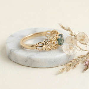 Luxury Round Green Agate Bridal <b>Ring</b> Handcrafted <b>Fine</b> Jewelry Unique Proposal Gift With Lab Diamond Accents - Product Image 2