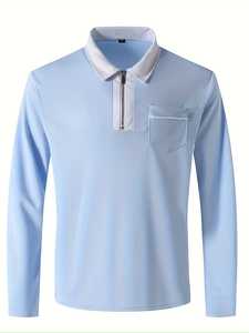 Nouveau Polo en Coton à Manches Longues pour Homme, Design Haut de Gamme, Séchage Rapide, Demi-Zip, Idéal pour l'Été, Tenue Décontractée ou d'Équipe en Extérieur, ODM - Product Image 6
