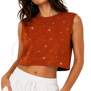 New Arrivals Breathable Women <b>Rhinestone</b> <b>crop</b> <b>top</b> Latest Style Women's <b>Rhinestone</b> <b>crop</b> <b>top</b> Available In all sizes - Product Image 1