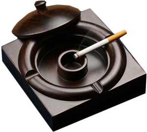 Cenicero de Aluminio Estilo Ébano, Retro, Sólido, Sin Humo, Estilo Americano, Redondo con Tapa, Resistente al Viento, Negro, Accesorio de Fumar de Lujo - Product Image 2