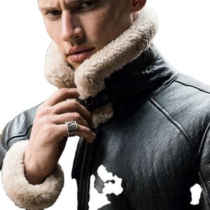 Vente chaude hommes à la mode noir en peau de mouton veste en cuir fourrure Premium Style sophistiqué élever votre garde-robe d'hiver - Product Image 6