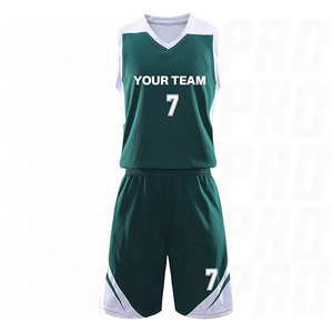 Vêtements de basketball personnalisés en gros, uniforme de basketball pas cher avec logo, sublimation, respirant, ensemble maillot et short vert foncé - Product Image 3