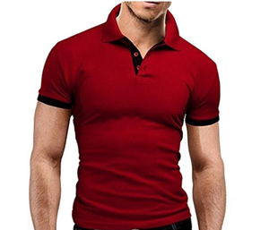 Polo à manches courtes gris pour homme, tricoté, couleur unie, coupe décontractée, boutons, respirant, longueur normale - Product Image 2