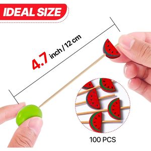 Palillos de Bambú Hechos a Mano para Cócteles, 100 Unidades, 4.7 Pulgadas, Decoración de Sandía, Palillos para Dientes - Product Image 3