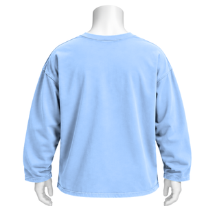 Camiseta Oversize de Manga Larga de Algodón Azul Bebé con Efecto Lavado Vintage, Hombros Caídos, Estilo Casual Urbano, Top Holgado - Product Image 2
