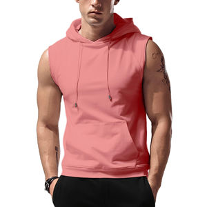 Camisetas de Entrenamiento de Alta Calidad, Transpirables, sin Mangas, con Capucha, Básicas, de Algodón Mezclado, para Hombre - Product Image 1