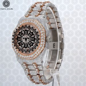 Charm_Jewells Montre ronde de luxe en acier inoxydable incrustée de diamants, analogique à quartz, mode féminine, 36 mm - Product Image 1
