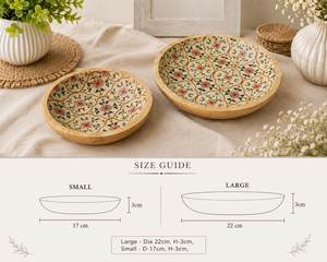 ชุดชามไม้ทำมือ |   ลายดอกไม้ ดีไซน์ธรรมชาติ (ชุด 2 ชิ้น) - Product Image 2
