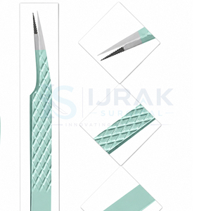 Pinzas de Precisión de Acero Inoxidable para Pestañas con Punta Dentada y Estuche Verde Menta para Aislamiento de Extensiones de Pestañas - Product Image 4