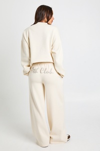 Premium <b>Women</b> Cream Wide Leg Sweatpants High Waist Casual Loose Fit <b>Lounge</b> <b>Trousers</b> Straight Leg Jogger Pants Athletic Wholesale - Product Image 6