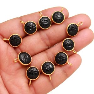 Pendentif Fleur en Onyx Noir Naturel Sculpté à la Main, Breloque en Pierre Précieuse, Bijou en Argent Sterling 925, Pendentif en Pierre Onyx Noir 11mm - Product Image 2