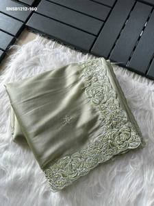 Magnífica colección de conjuntos de sari y blusa con bordado, cordón y lentejuelas, a precio de mayorista. - Product Image 3