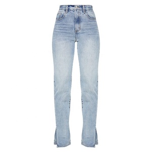 Pantalones Vaqueros Acampanados de Mujer, Cintura Alta, Corte Regular, Largos, Negros, 100% Algodón, Casuales, Transpirables, Lavado Desgastado, Estilo Vintage, Primavera - Product Image 1