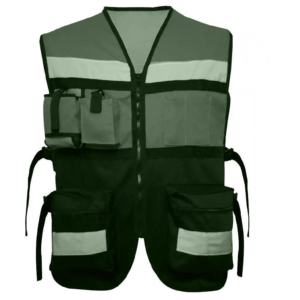 Chaleco de Seguridad Reflectante de Alta Visibilidad, Ropa de Trabajo de Poliéster con Bolsillos y Cierre de Cremallera, Gris, Unisex - Product Image 1