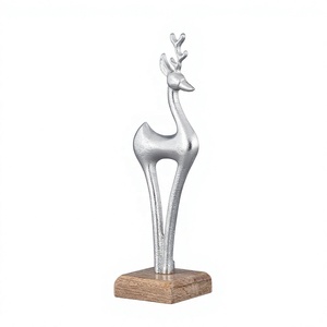 Handcrafted Aluminum Wood <b>Reindeer</b> Figurine <b>Christmas</b> Home Decor Sculpture Customizable <b>Reindeer</b> Reusable Metal <b>Christmas</b> Decor - Product Image 1