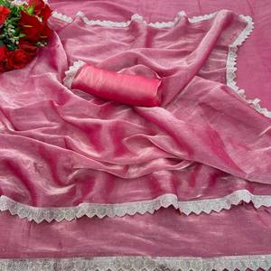 Sari de Seda Premium VASTRA COTTAGE con Bordado Zharkhan y Intrincado Corte Decorativo para Fiestas y Bodas - Product Image 3